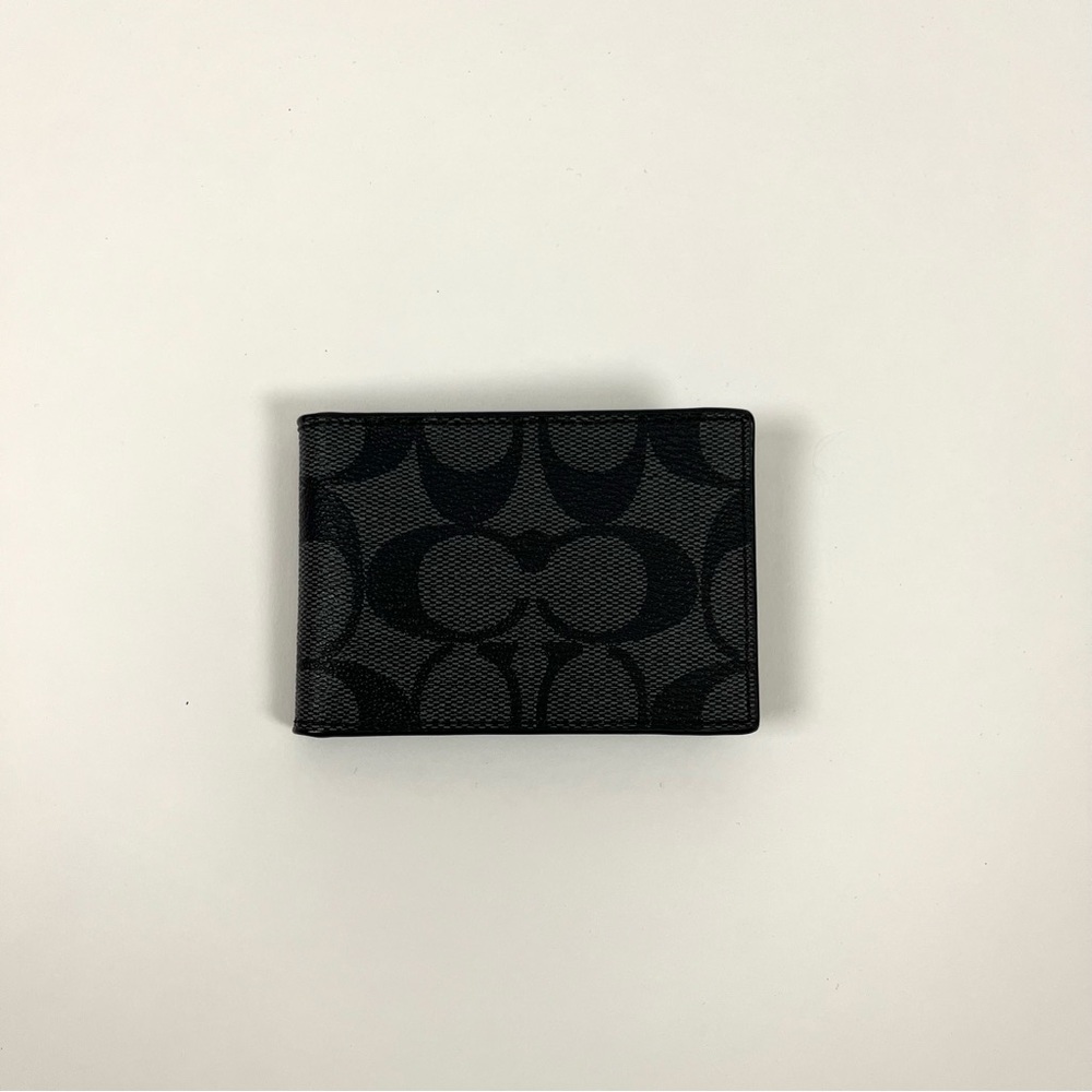 Coach Signature Monogram Canvas Wallet